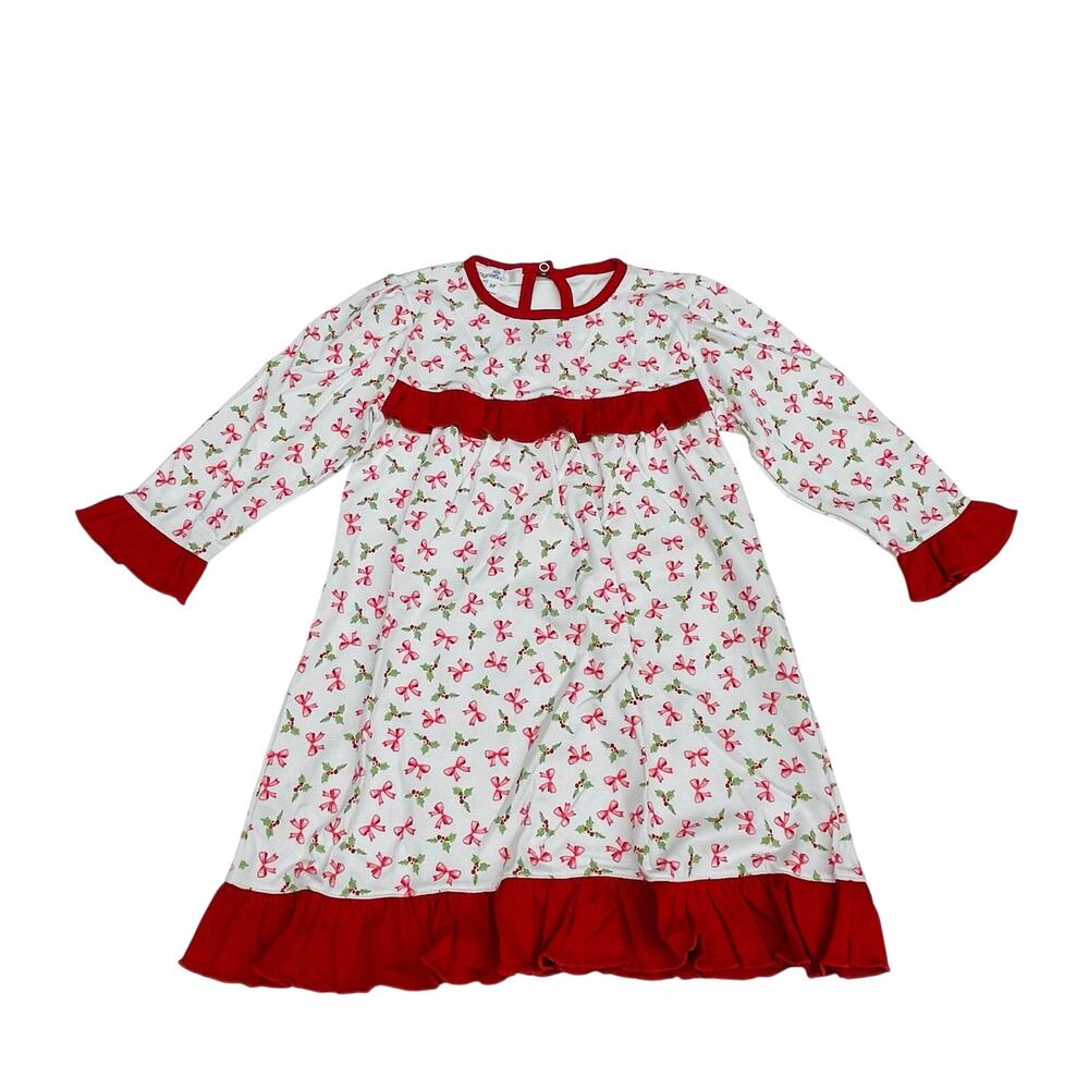 NWT Magnolia Baby 12M Chloe's Classic Ruffle Dress in Holly & Bows